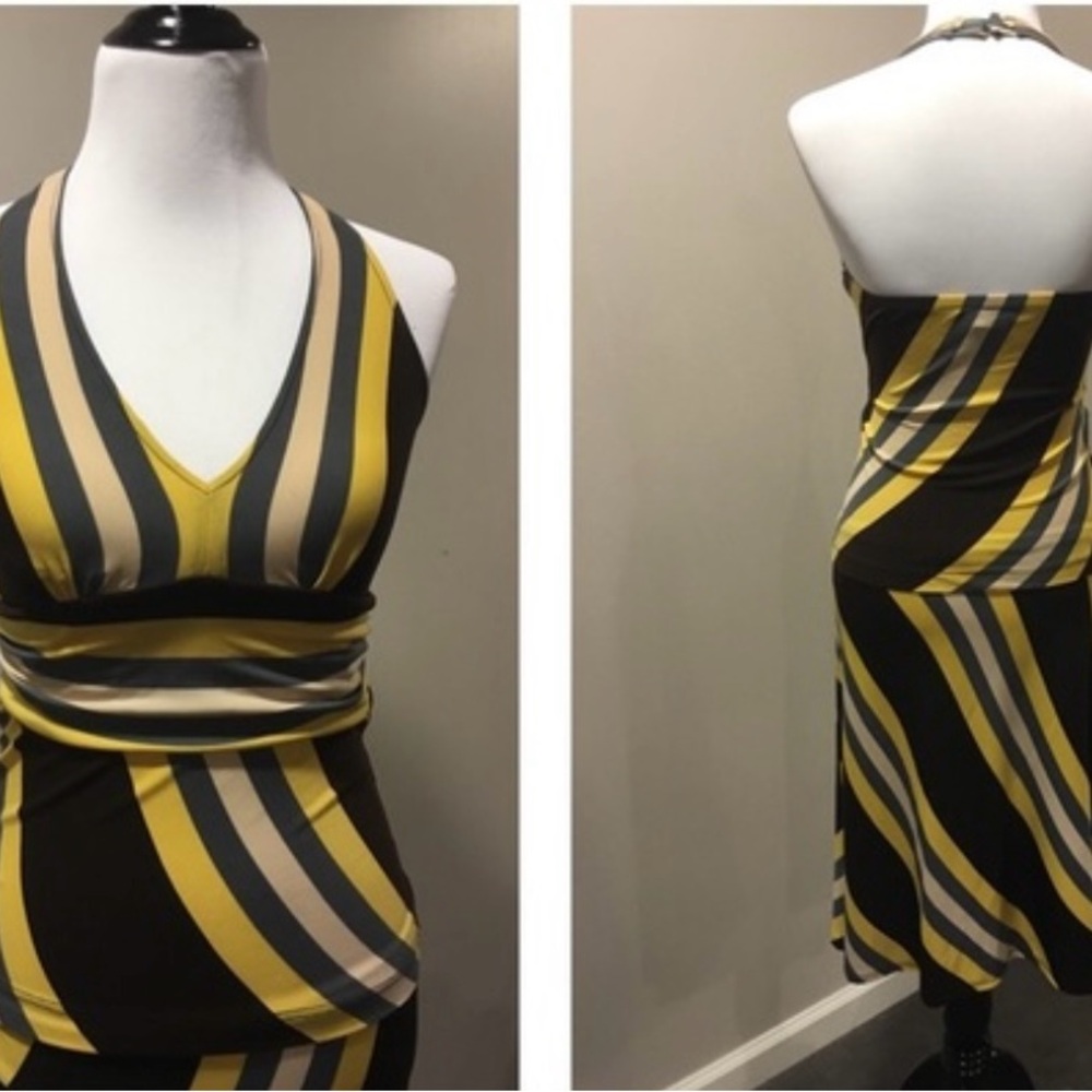Striped 2pc Halter Dress